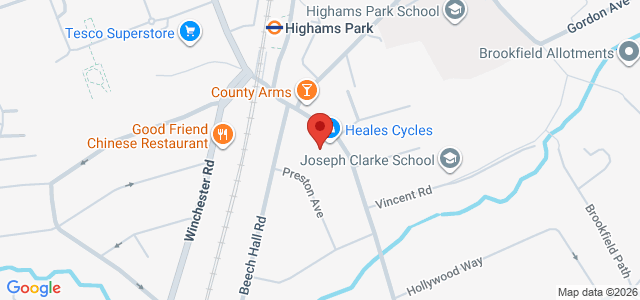 Map showing V's Lounge in London
